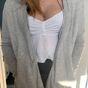 Grey open hooded sweater